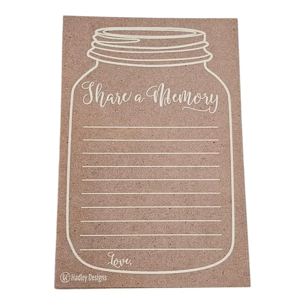 Hadley Designs Share A Memory Rustic Mason Jar Design With Lines For Writing